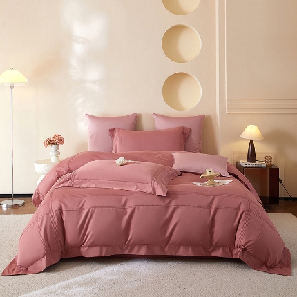 金太阳80支婴肤全棉磨毛四件套 阳光深豆沙