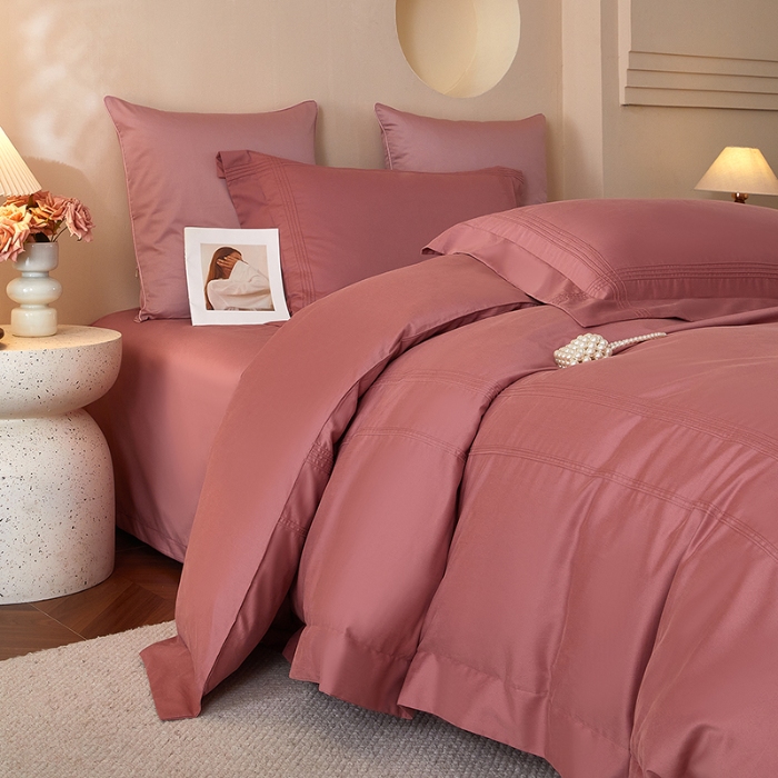 91家纺网 家纺一手货源 找家纺 金太阳80支婴肤全棉磨毛四件套 阳光深豆沙