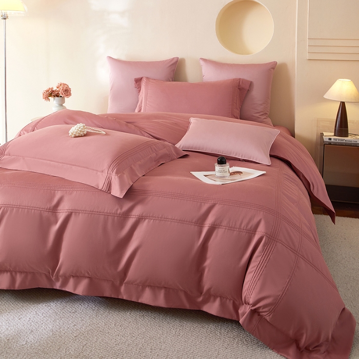 91家纺网 家纺一手货源 找家纺 金太阳80支婴肤全棉磨毛四件套 阳光深豆沙