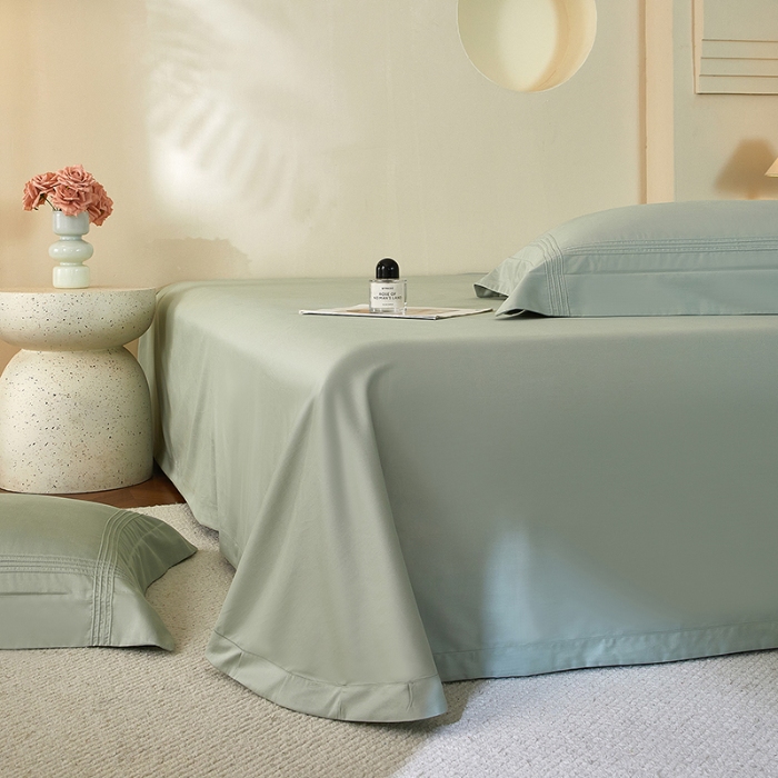 91家纺网 家纺一手货源 找家纺 金太阳80支婴肤全棉磨毛四件套 阳光鼠尾草绿