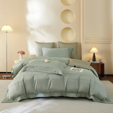 金太阳80支婴肤全棉磨毛四件套 阳光鼠尾草绿