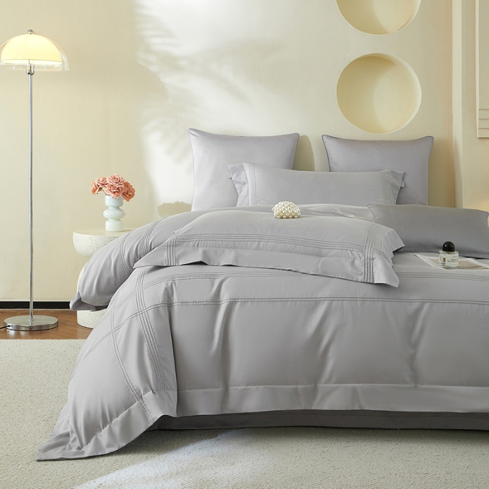 91家纺网 家纺一手货源 找家纺 金太阳80支婴肤全棉磨毛四件套 阳光银灰