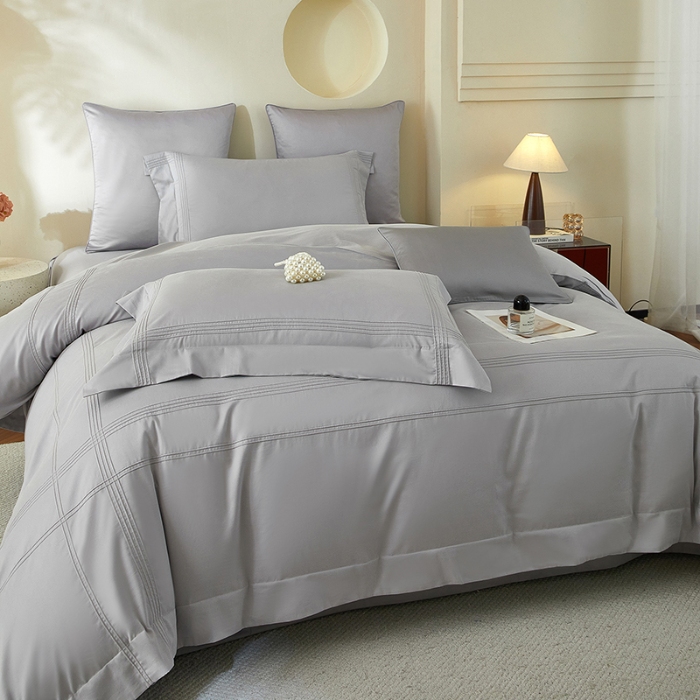 91家纺网 家纺一手货源 找家纺 金太阳80支婴肤全棉磨毛四件套 阳光银灰