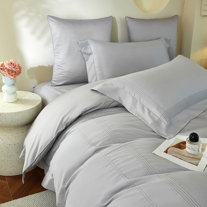 91家纺网 家纺一手货源 找家纺 金太阳80支婴肤全棉磨毛四件套 阳光银灰