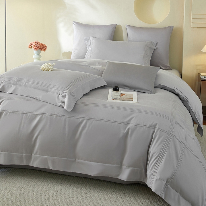 91家纺网 家纺一手货源 找家纺 金太阳80支婴肤全棉磨毛四件套 阳光银灰