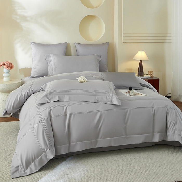 91家纺网 家纺一手货源 找家纺 金太阳80支婴肤全棉磨毛四件套 阳光银灰