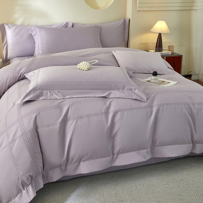 91家纺网 家纺一手货源 找家纺 金太阳80支婴肤全棉磨毛四件套 阳光紫云灰