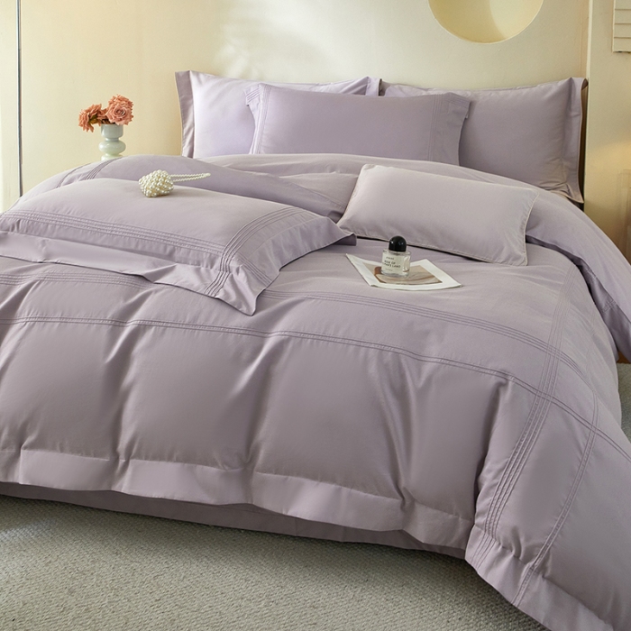 91家纺网 家纺一手货源 找家纺 金太阳80支婴肤全棉磨毛四件套 阳光紫云灰