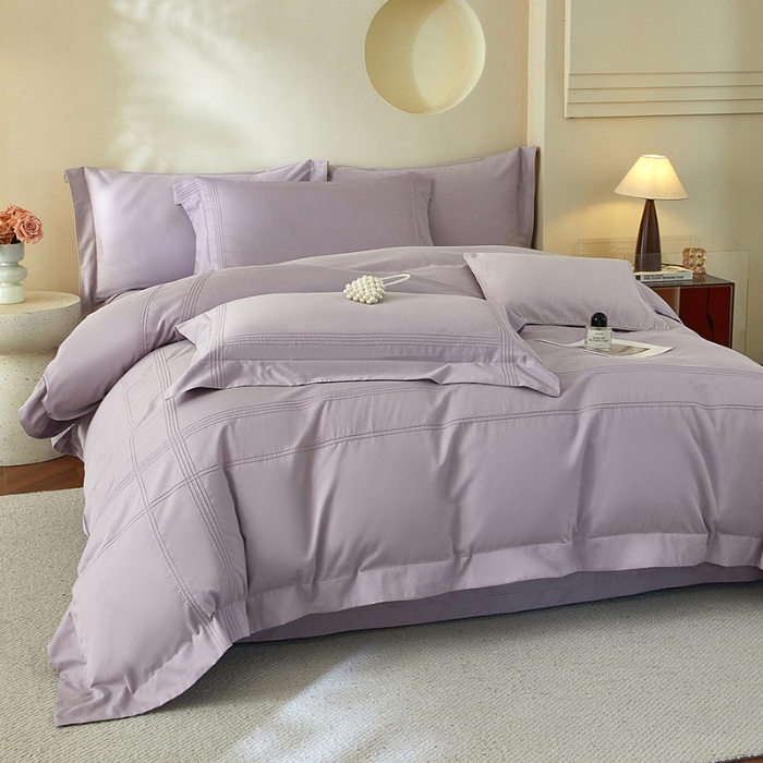 91家纺网 家纺一手货源 找家纺 金太阳80支婴肤全棉磨毛四件套 阳光紫云灰