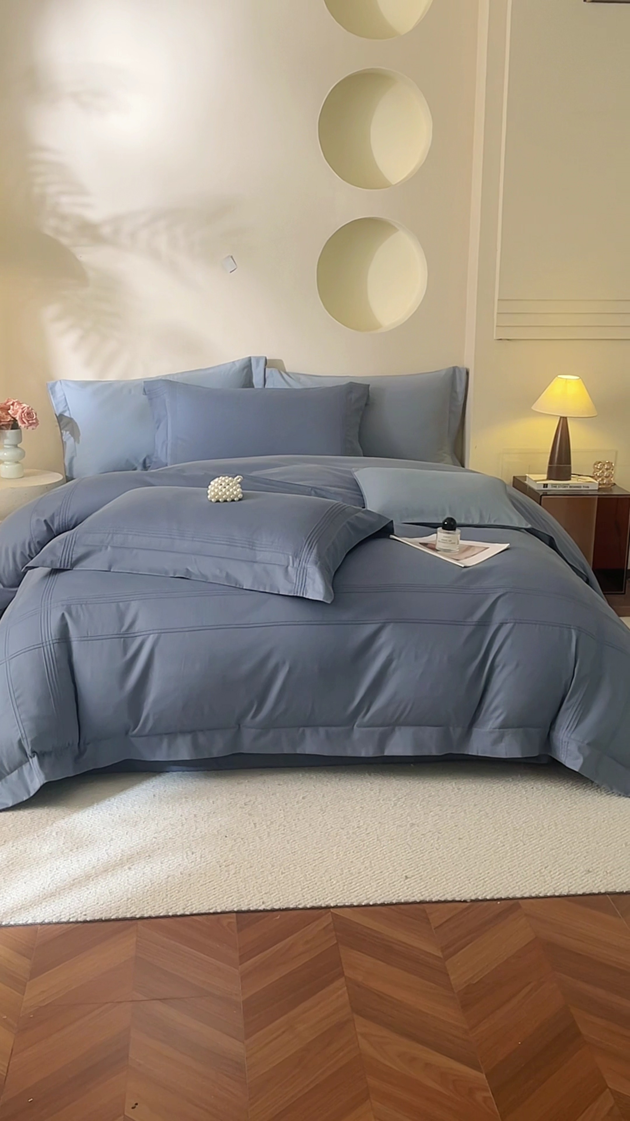 91家纺网 家纺一手货源 找家纺 金太阳80支婴肤全棉磨毛四件套 阳光蓝色