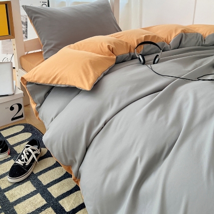 91家纺网 家纺一手货源 找家纺 （总）2025新款纯色双拼水洗棉大学生三件套宿舍寝室四件套床单被套枕套床品套件
