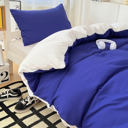 91家纺网 家纺一手货源 找家纺 （总）2025新款纯色双拼水洗棉大学生三件套宿舍寝室四件套床单被套枕套床品套件