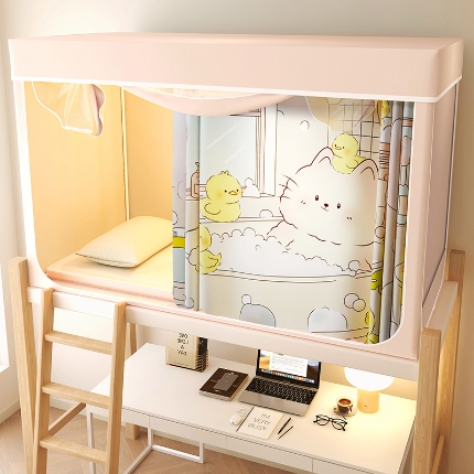 91家纺网 家纺一手货源 找家纺 （总）2025新款100%物理强遮光纳米技术静电环保透气床帘加密纱学生蚊帐透气面料宿舍单人床