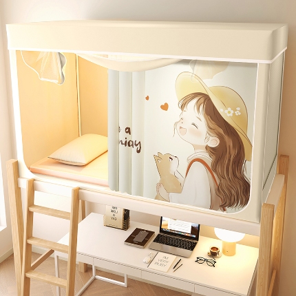 91家纺网 家纺一手货源 找家纺 （总）2025新款100%物理强遮光纳米技术静电环保透气床帘加密纱学生蚊帐透气面料宿舍单人床