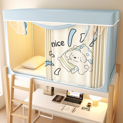 （总）2025新款100%物理强遮光纳米技术静电环保透气床帘加密纱学生蚊帐透气面料宿舍单人床