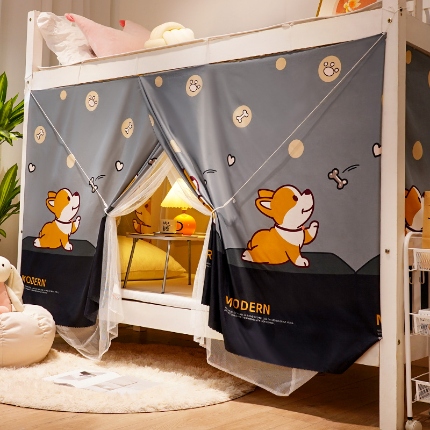 91家纺网 家纺一手货源 找家纺 （总）大学生宿舍床帘蚊帐一体式 上下铺隐私帘遮光帘