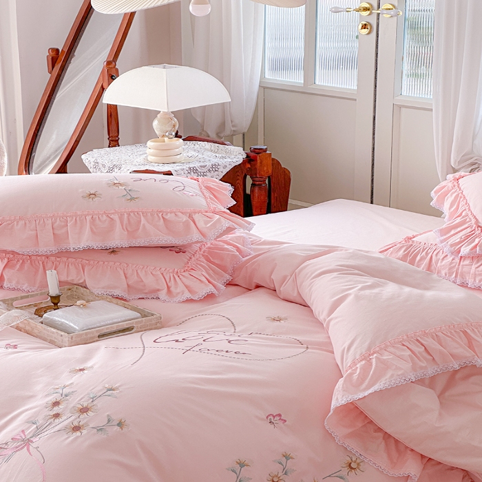 91家纺网 家纺一手货源 找家纺 （总）亲亲公主2025新款全棉刺绣四件套-爱恋