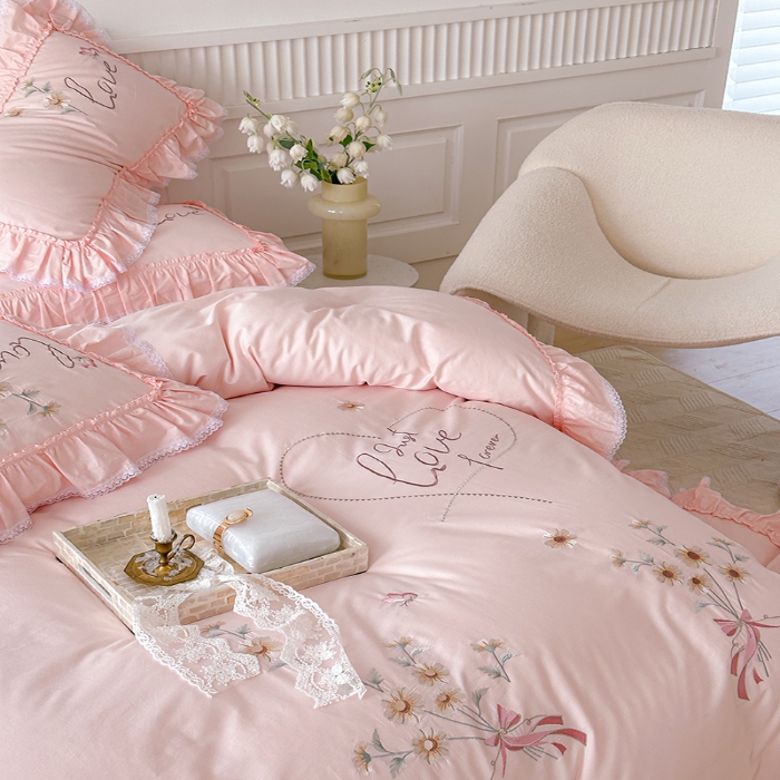 91家纺网 家纺一手货源 找家纺 （总）亲亲公主2025新款全棉刺绣四件套-爱恋