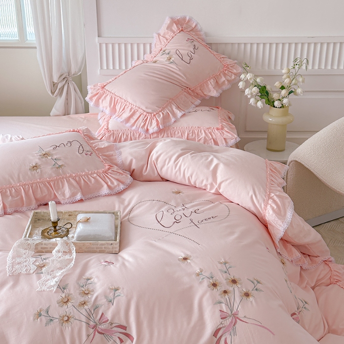 91家纺网 家纺一手货源 找家纺 （总）亲亲公主2025新款全棉刺绣四件套-爱恋