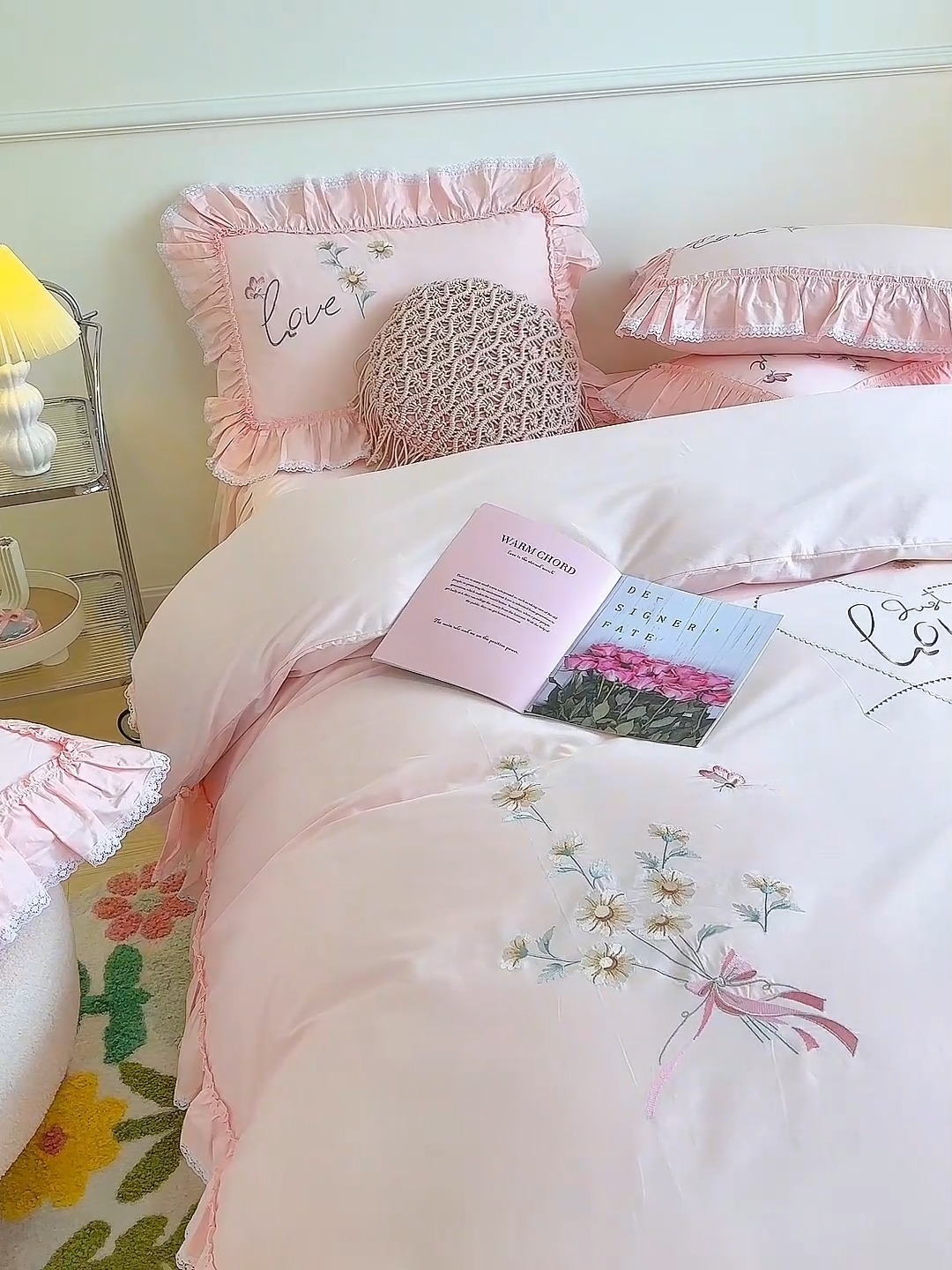 91家纺网 家纺一手货源 找家纺 （总）亲亲公主2025新款全棉刺绣四件套-爱恋