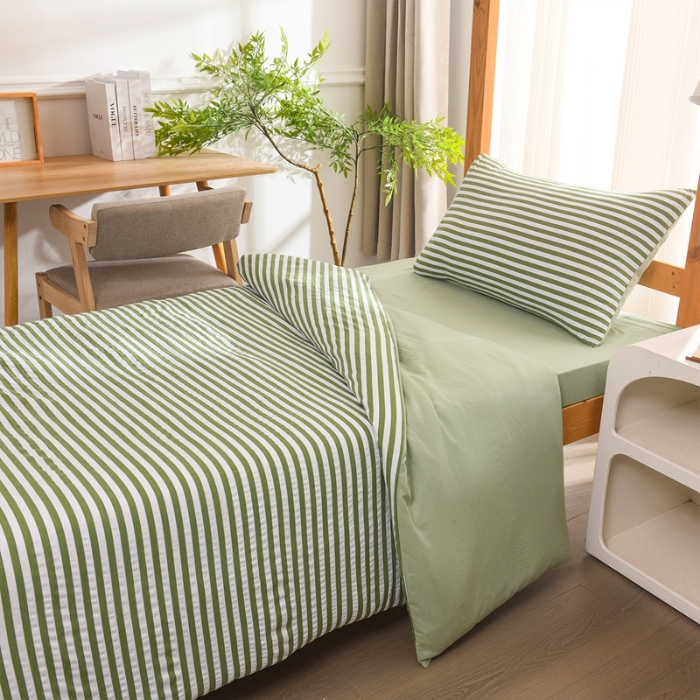 91家纺网 家纺一手货源 找家纺 （总）2025新款无印风水洗棉学生三件套日系复古格子风宿舍四件套床单被套枕套床上用品套件