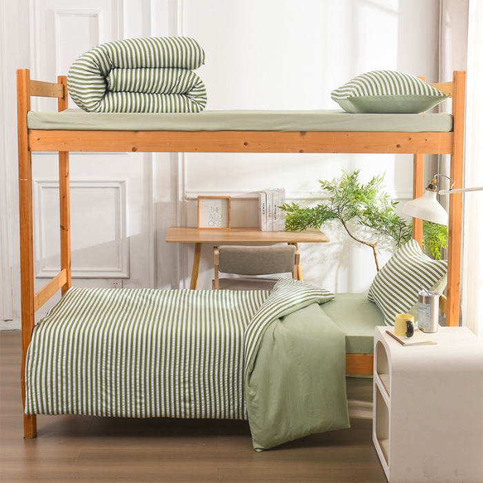 91家纺网 家纺一手货源 找家纺 （总）2025新款无印风水洗棉学生三件套日系复古格子风宿舍四件套床单被套枕套床上用品套件