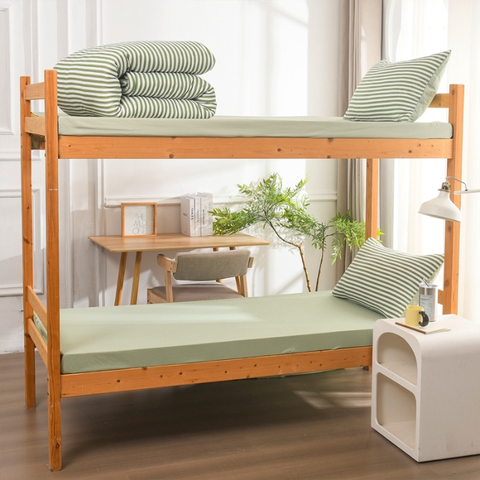 91家纺网 家纺一手货源 找家纺 （总）2025新款无印风水洗棉学生三件套日系复古格子风宿舍四件套床单被套枕套床上用品套件