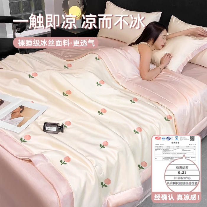 91家纺网 家纺一手货源 找家纺 （总）2025新款印花冰丝夏凉被空调被 可机洗双人凉感丝薄款