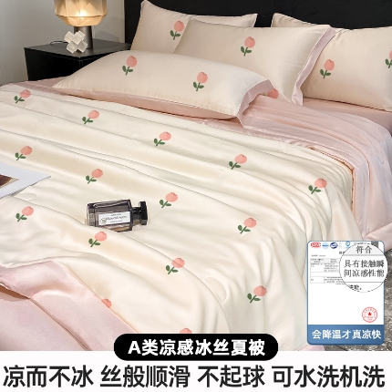 91家纺网 家纺一手货源 找家纺 （总）2025新款印花冰丝夏凉被空调被 可机洗双人凉感丝薄款