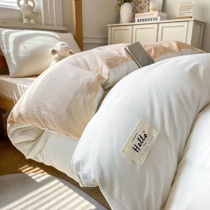 91家纺网 家纺一手货源 找家纺 （总）恋人优选 2025新款40支全棉纯棉拼色纯色四件套学生宿舍上下铺三件套