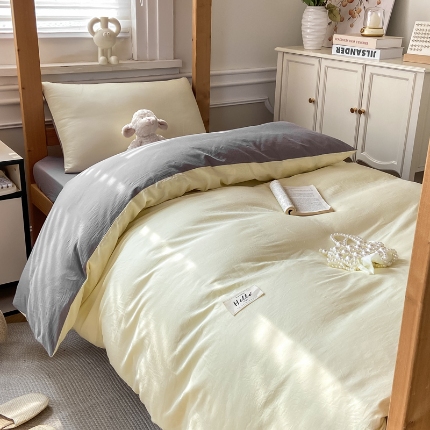 91家纺网 家纺一手货源 找家纺 （总）恋人优选 2025新款40支全棉纯棉拼色纯色四件套学生宿舍上下铺三件套