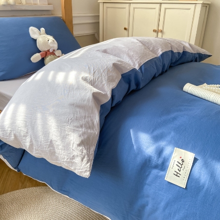 91家纺网 家纺一手货源 找家纺 （总）恋人优选 2025新款40支全棉纯棉拼色纯色四件套学生宿舍上下铺三件套