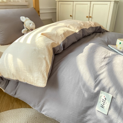 91家纺网 家纺一手货源 找家纺 （总）恋人优选 2025新款40支全棉纯棉拼色纯色四件套学生宿舍上下铺三件套