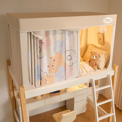 91家纺网 家纺一手货源 找家纺 （总）2025新款升级静电非涂层环保全遮光床帘款学生上下铺蚊帐宿舍单人床通用印花