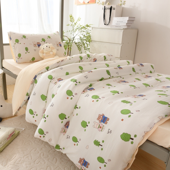 91家纺网 家纺一手货源 找家纺 （总）2025新款卡通水洗棉学生三件套寝室四件套卡通可爱风床单被套枕套床上用品