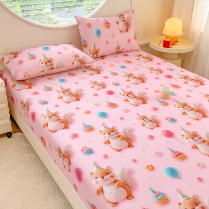 91家纺网 家纺一手货源 找家纺 （总）（总）2025新款5D专版数码印花单床笠 床笠三件套