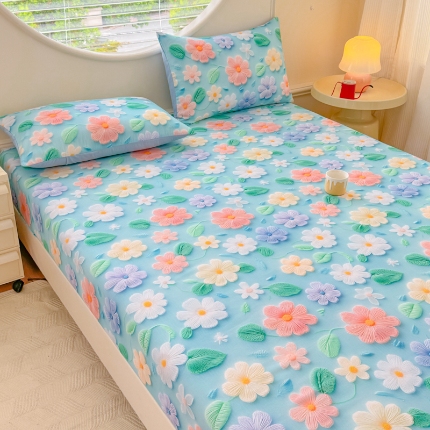 （总）（总）2025新款5D专版数码印花单床笠 床笠三件套