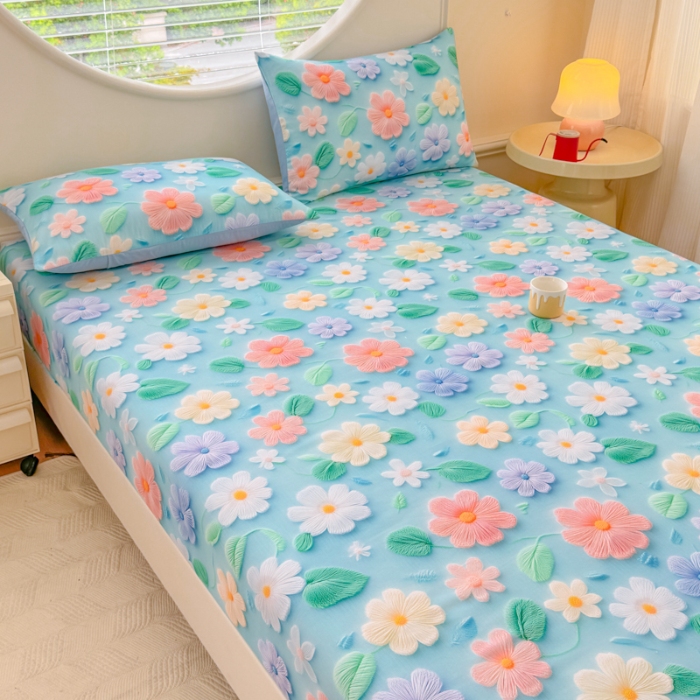 91家纺网 家纺一手货源 找家纺 （总）（总）2025新款5D专版数码印花单床笠 床笠三件套