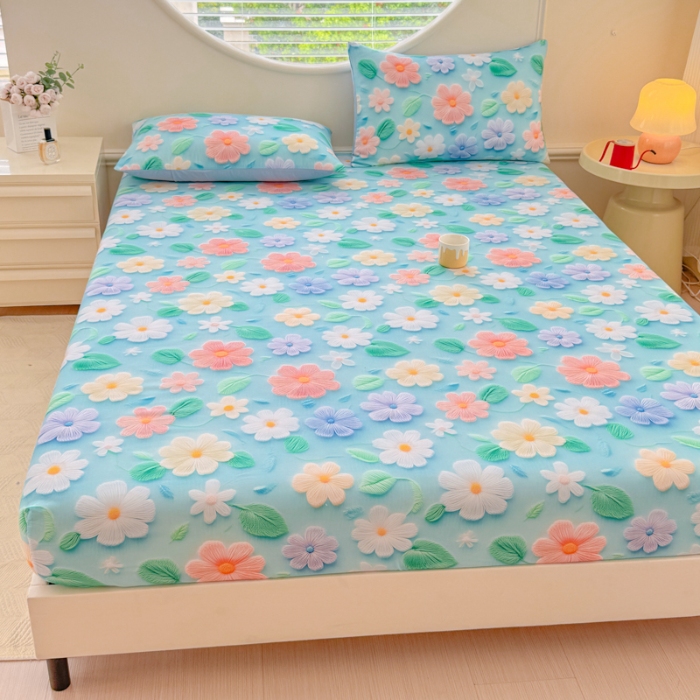 91家纺网 家纺一手货源 找家纺 （总）（总）2025新款5D专版数码印花单床笠 床笠三件套