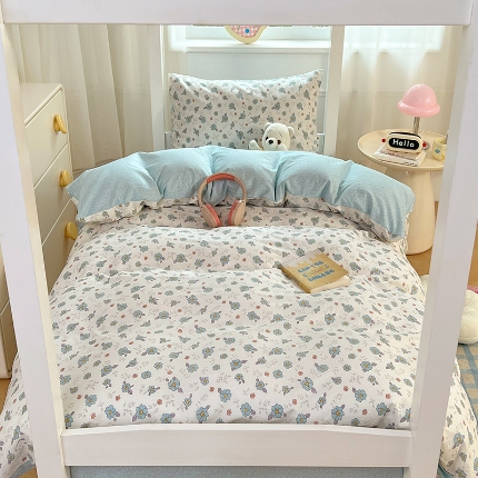 91家纺网 家纺一手货源 找家纺 （总）2025新款13070纯棉100％棉大学生三件套寝室四件套田园小清新风床品套件