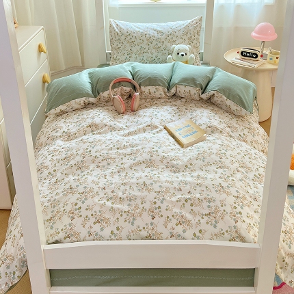 91家纺网 家纺一手货源 找家纺 （总）2025新款13070纯棉100％棉大学生三件套寝室四件套田园小清新风床品套件