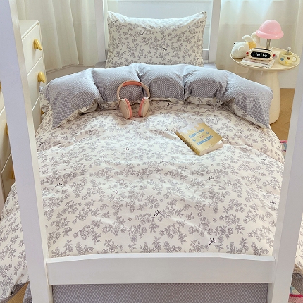 91家纺网 家纺一手货源 找家纺 （总）2025新款13070纯棉100％棉大学生三件套寝室四件套田园小清新风床品套件