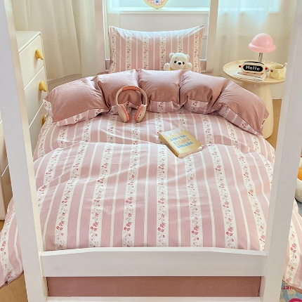 91家纺网 家纺一手货源 找家纺 （总）2025新款13070纯棉100％棉大学生三件套寝室四件套田园小清新风床品套件