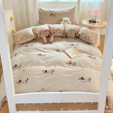 91家纺网 家纺一手货源 找家纺 （总）2025新款13070纯棉100％棉大学生三件套寝室四件套田园小清新风床品套件