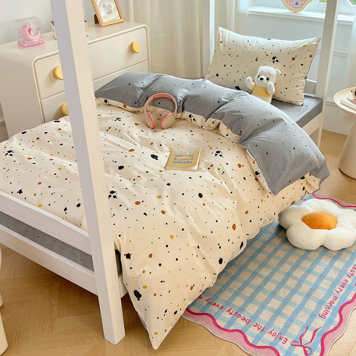 91家纺网 家纺一手货源 找家纺 （总）2025新款13070纯棉100％棉大学生三件套寝室四件套田园小清新风床品套件