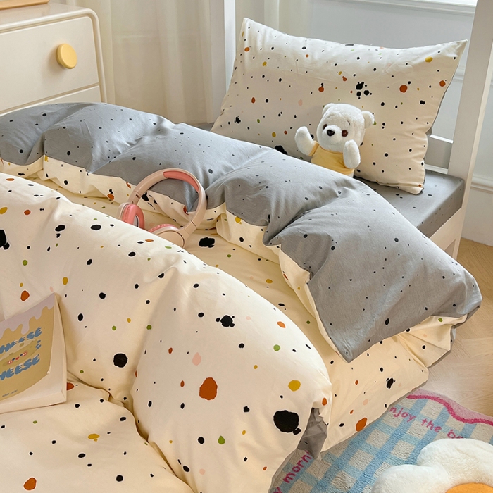 91家纺网 家纺一手货源 找家纺 （总）2025新款13070纯棉100％棉大学生三件套寝室四件套田园小清新风床品套件