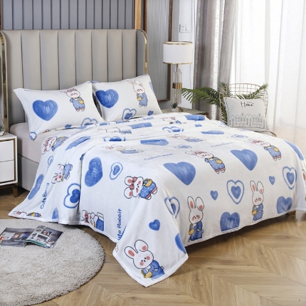 91家纺网 家纺一手货源 找家纺 2025总高克重赋雅-加厚云貂绒毛毯双面绒休闲毯 法莱绒枕套床单盖毯