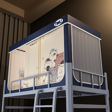 91家纺网 家纺一手货源 找家纺 （总）2025新款升级静电非涂层环保全遮光床帘款学生上下铺蚊帐宿舍单人床通用印花