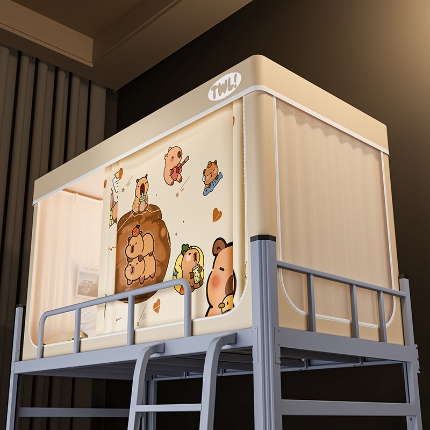 91家纺网 家纺一手货源 找家纺 （总）2025新款升级静电非涂层环保全遮光床帘款学生上下铺蚊帐宿舍单人床通用印花