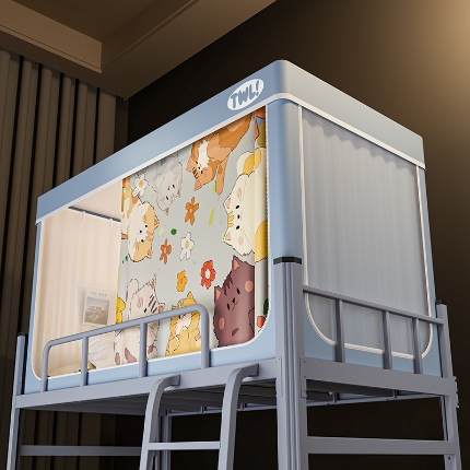 91家纺网 家纺一手货源 找家纺 （总）2025新款升级静电非涂层环保全遮光床帘款学生上下铺蚊帐宿舍单人床通用印花